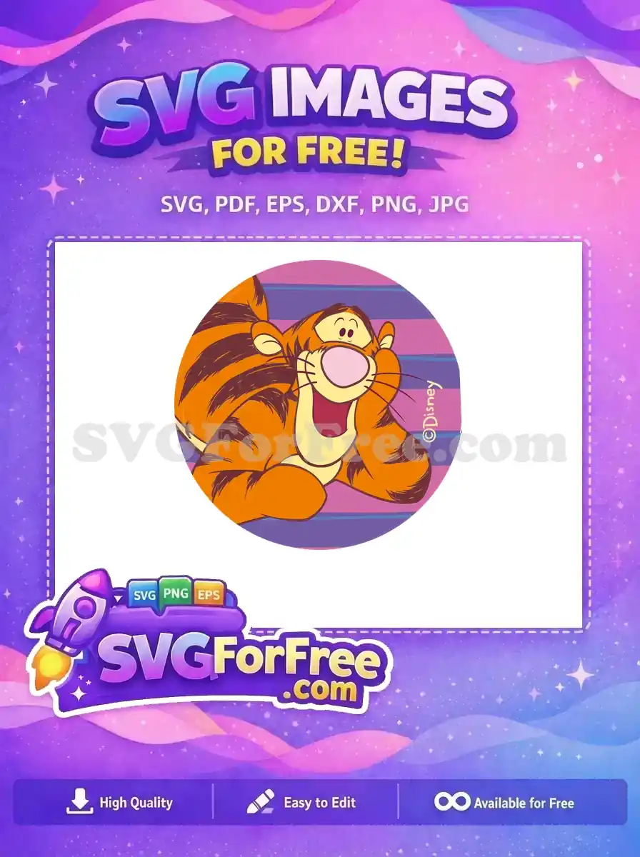 Free Orange Tigger Smiling Free Leaning Pose Winnie The Pooh Free SVG