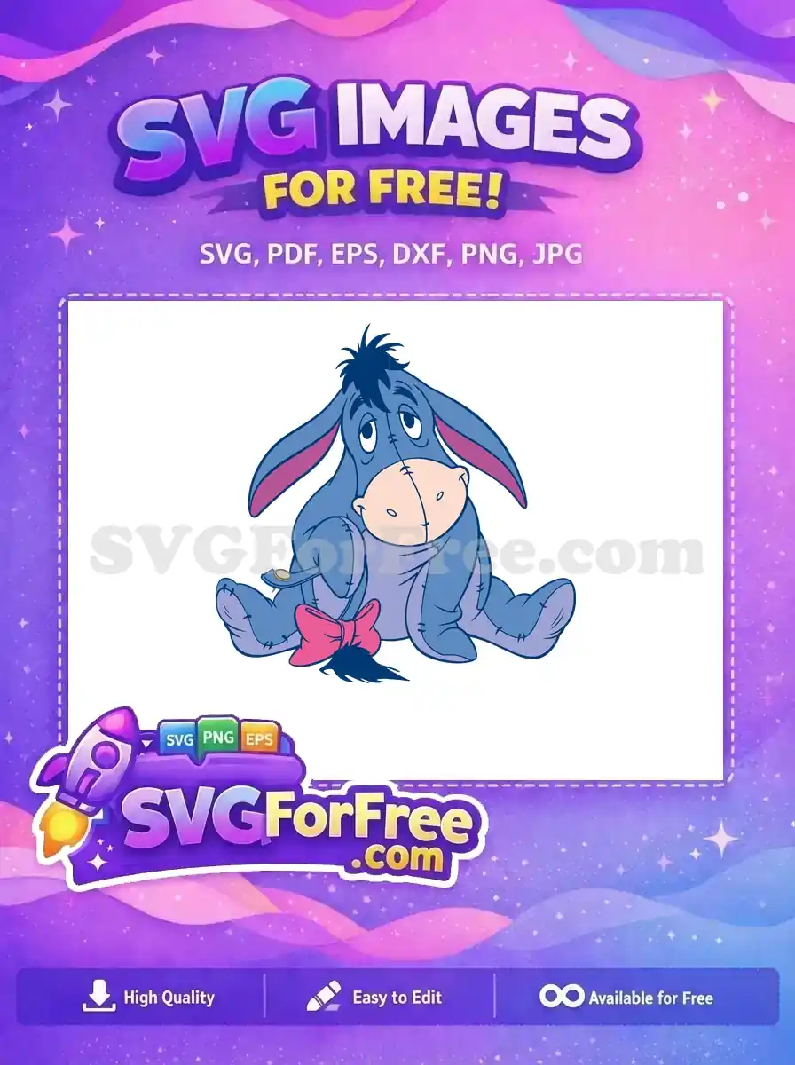 Free Sad Eeyore with Bow Free Winnie The Pooh Free SVG 2