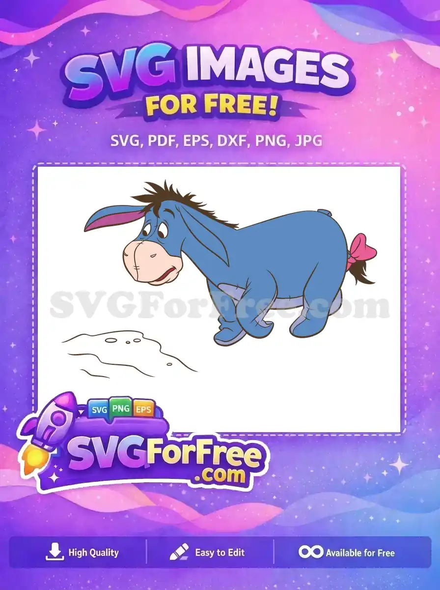 Free Sad Eeyore Donkey Free Pink Bow Winnie The Pooh Free SVG 1