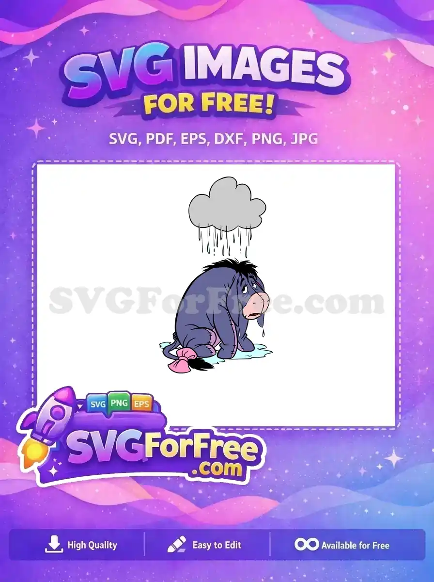 Free Sad Eeyore Under Cloud Free Raindrops Winnie Free SVG