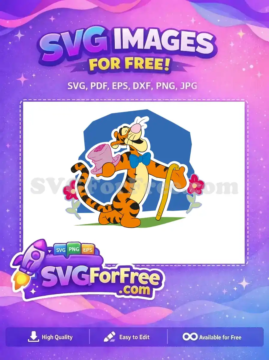 Free Tigger with Bowtie Free Pink Hat Winnie The Pooh Free SVG