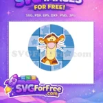 Free Cute Tigger Face Free Blue Star Background Winnie The Pooh Free SVG - Instant Download