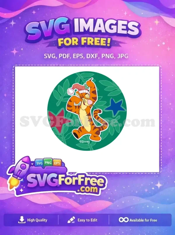 Free Orange Tigger Santa Hat Free Mistletoe Winnie Pooh Free SVG