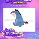 Free Sad Eeyore Sitting Free Pink Bow Winnie Free SVG - Instant Download