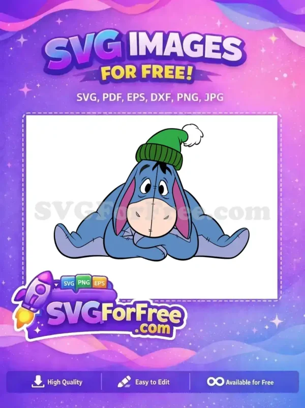 Free Sad Donkey Green Hat Free Winter Eeyore Free SVG Free Sad Donkey Green Hat Free Winter Eeyore Free SVG