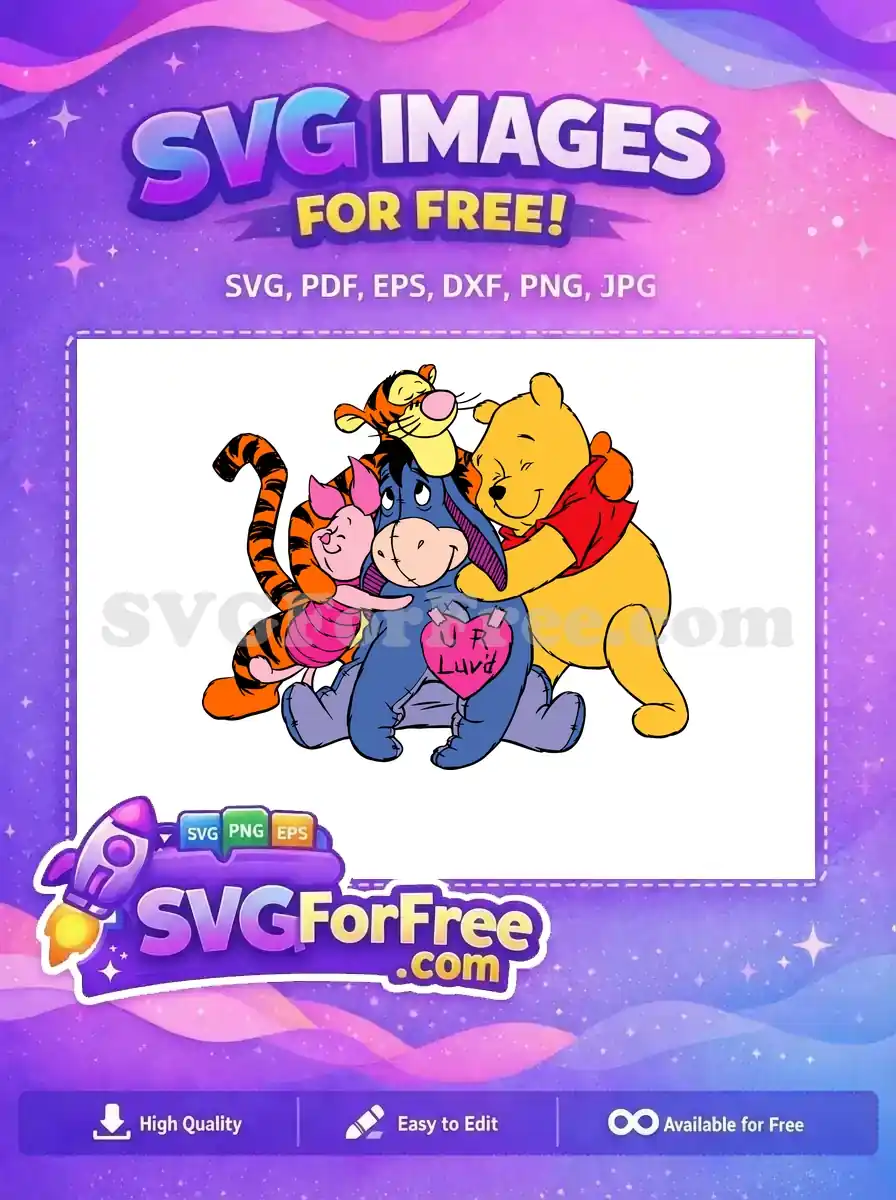 Free Happy Hugging Friends Free Eeyore Heart Free Winnie The Pooh SVG