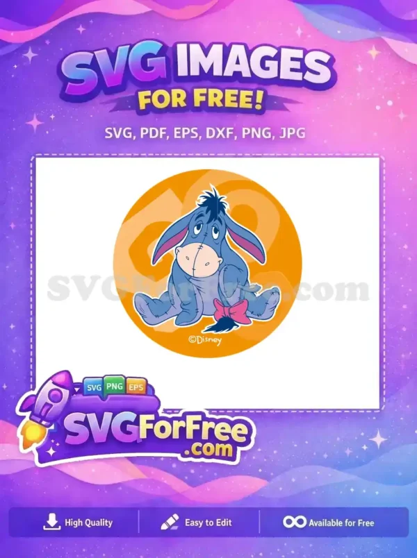 Free Sad Blue Eeyore Free Pink Bow Winnie Free SVG 2