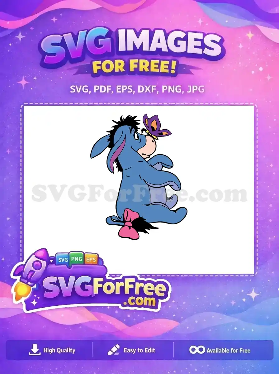 Free Sad Eeyore Butterfly Free Colorful Tail Winnie The Pooh Free SVG