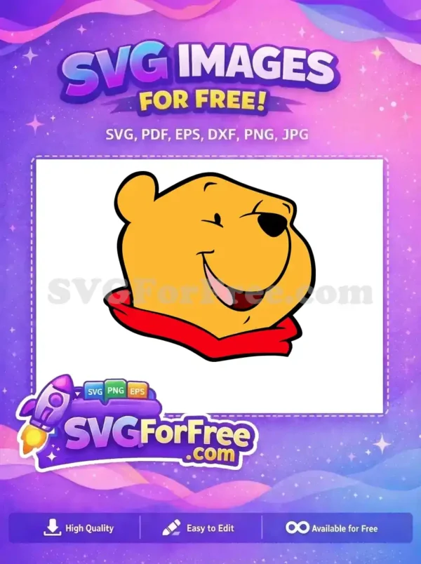 Free Winking Pooh Face Free Red Scarf Winnie The Pooh Free SVG 2