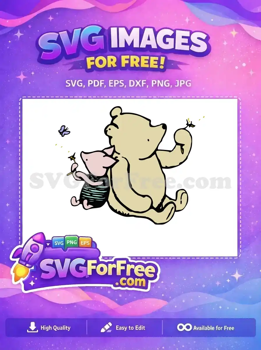 Free Butterfly Detail Free Piglet Detail Winnie The Pooh Free SVG