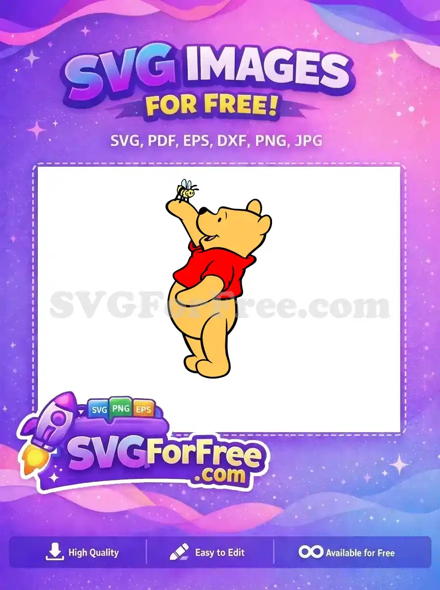 Free Pooh with Bee Free Red Shirt Winnie The Pooh Free SVG