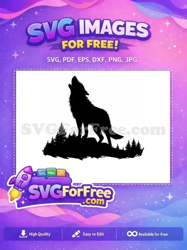 Free Howling Detail Free Forest Detail Wolf Free SVG