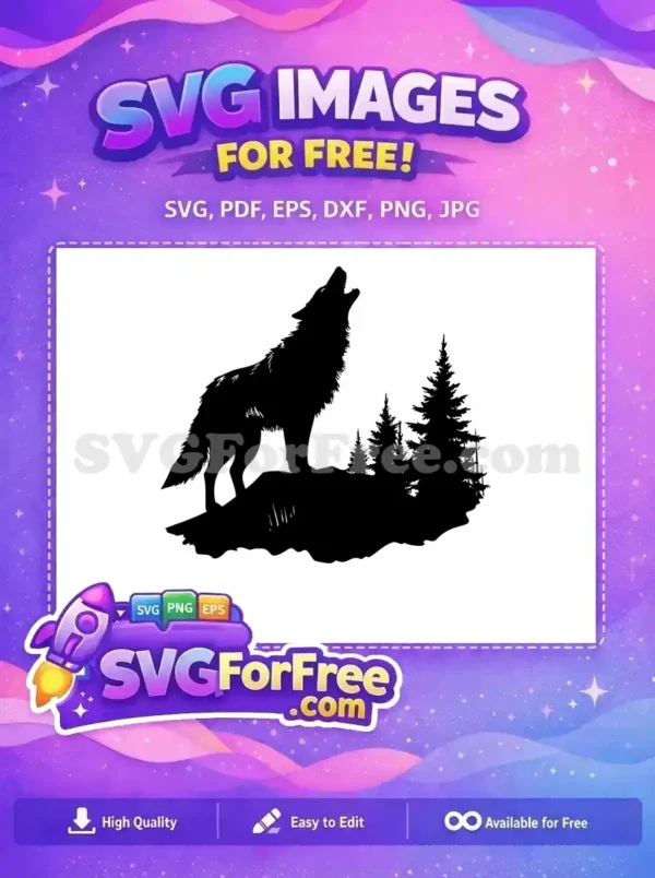 Free Howling Free Silhouette Wolf Moon Free SVG