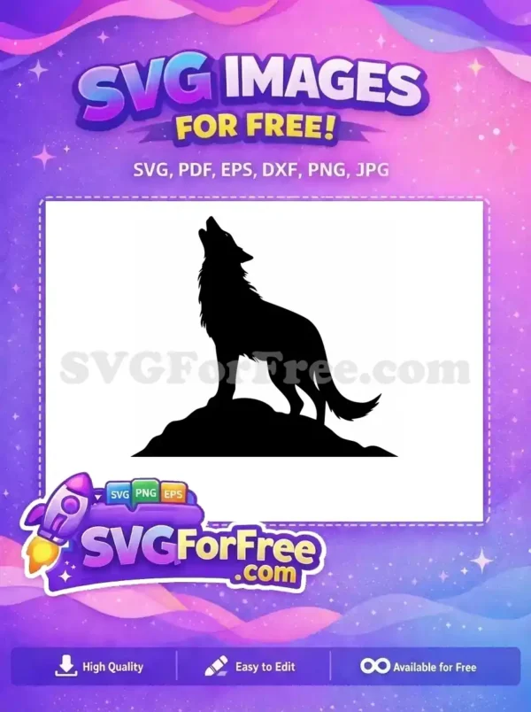 Free Howling Detail Free Wild Detail Wolf Silhouette Free SVG 1