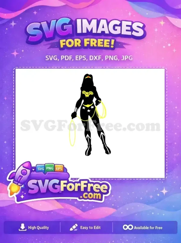 Free Silhouette Lasso Free Stars Wonder Women Free SVG