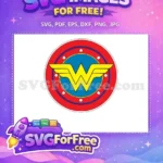 Free Yellow Logo Free Blue Circle Wonder Women Free SVG - Instant Download