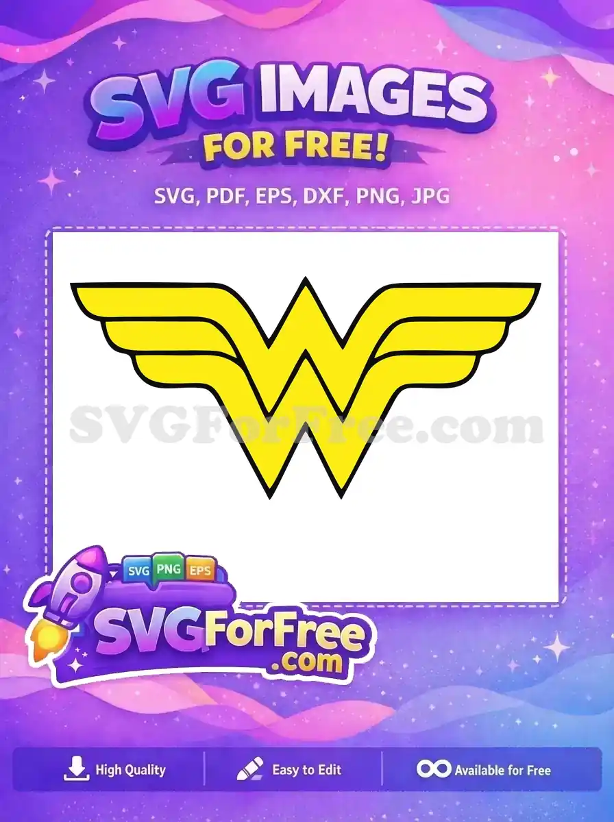 Free Yellow Emblem Free Black Outline Wonder Woman Free SVG