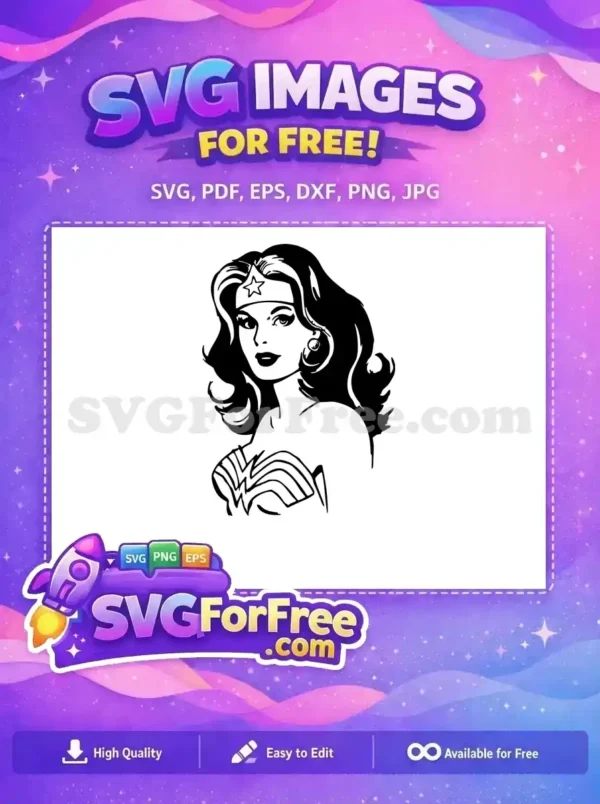 Free Black Haired Free Earring Wonder Woman Free SVG