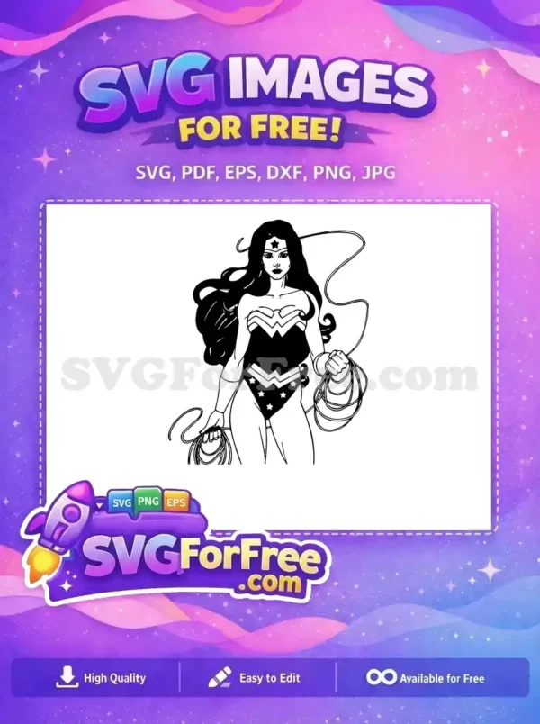 Free Lasso Holding Free Star Diadem Wonder Women Free SVG