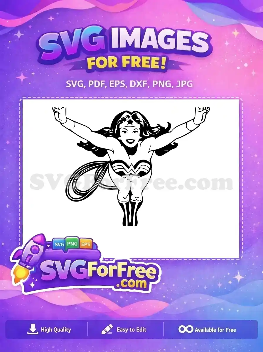 Free Smiling Wonder Woman Free Lasso Arms Up Free SVG