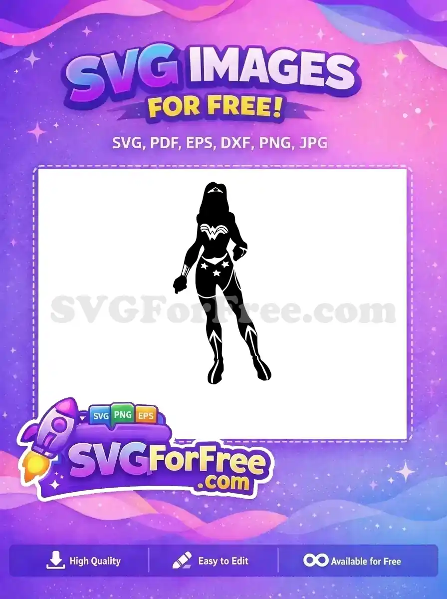 Free Silhouette Black Stars Free Wonder Woman Movie Free SVG