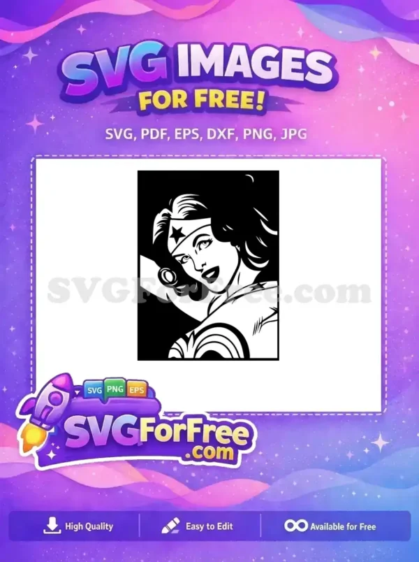 Free Black White Portrait Free Wonder Woman Pose Movie Free SVG