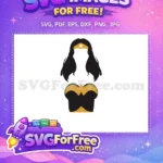 Free Black Hair Free Golden Tiara Wonder Women Free SVG - Instant Download