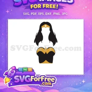 Free Black Hair Free Golden Tiara Wonder Women Free SVG