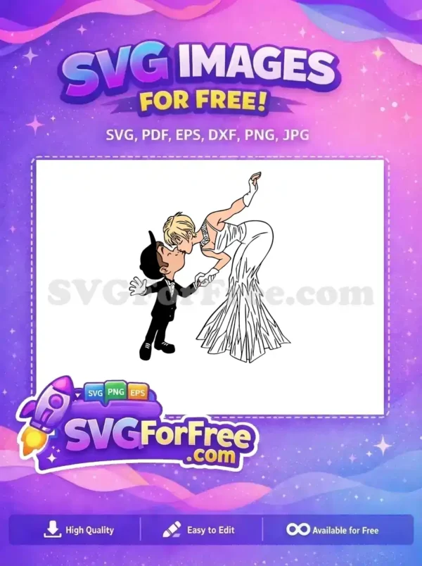 Free Kissing Blonde Free White Dress Wreck it Ralph Free SVG