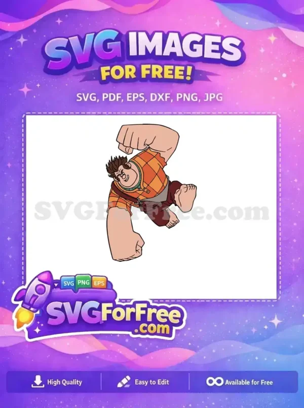 Free Orange Plaid Shirt Free Punching Pose Wreck it Ralph Free SVG