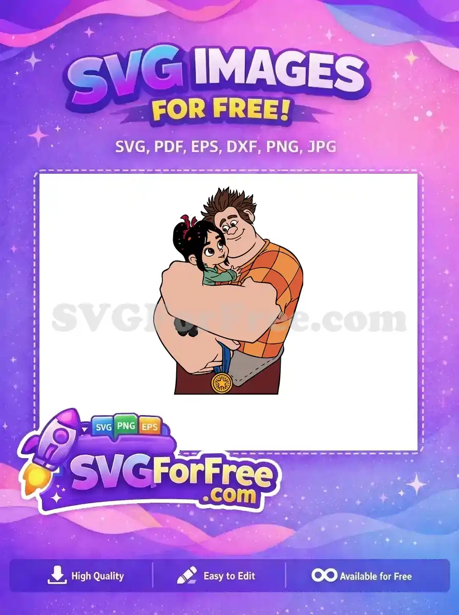 Free Ralph Hugging Vanellope Free Cute Eyes Wreck it Ralph Free SVG