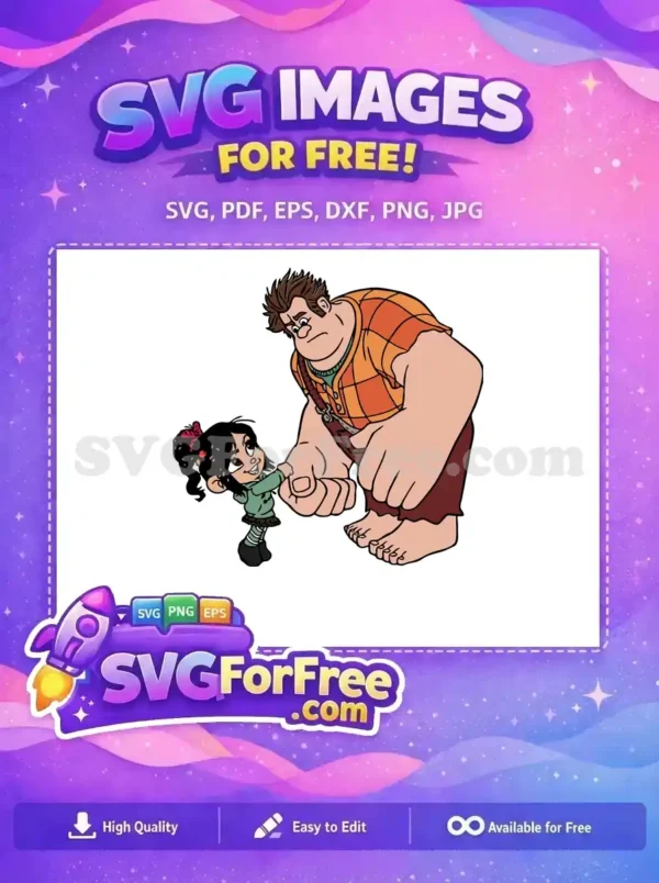 Free Grumpy Ralph Free Vanellope Hug Wreck it Ralph Free SVG