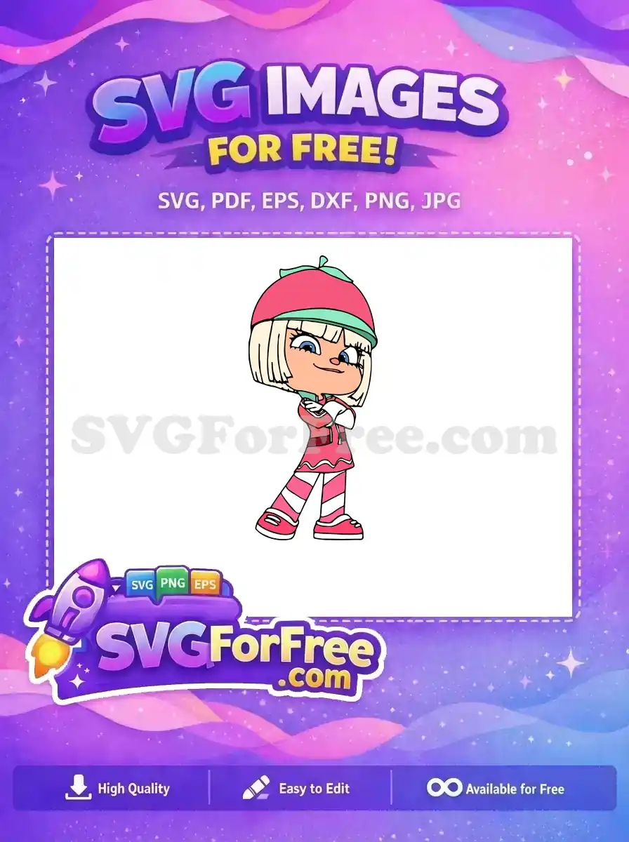 Free Smiling Vanellope Free Pink Outfit Wreck it Ralph Free SVG