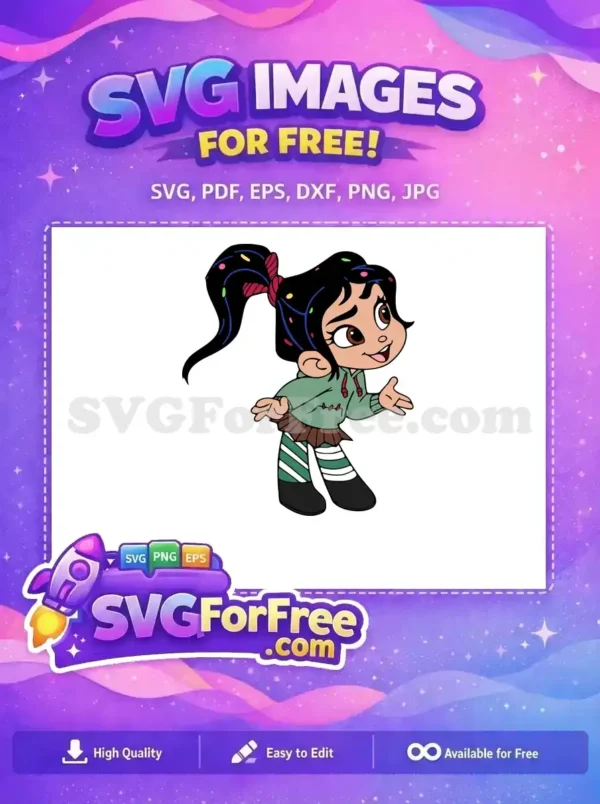 Free Vanellope Ponytail Free Stripes Smiling Wreck it Ralph Free SVG