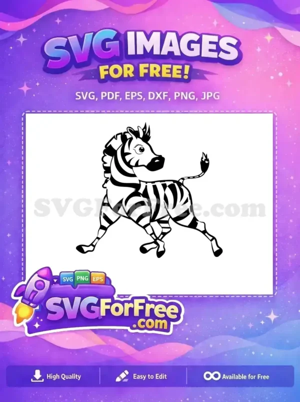 Free Cartoon Zebra Running Free Zebra Outline Silhouette Free SVG