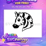 Free Eyelash Zebra Free Black White Striped Portrait Free SVG - Instant Download