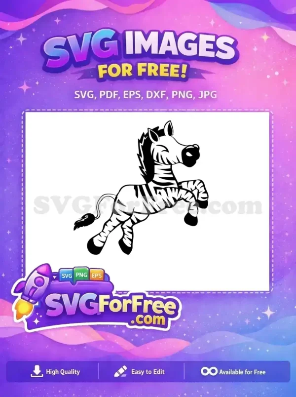 Free Leaping Zebra Free Black Stripes Cartoon Free SVG
