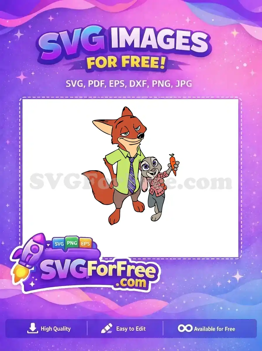 Free Smiling Fox Free Carrot Waving Zootopia Free SVG