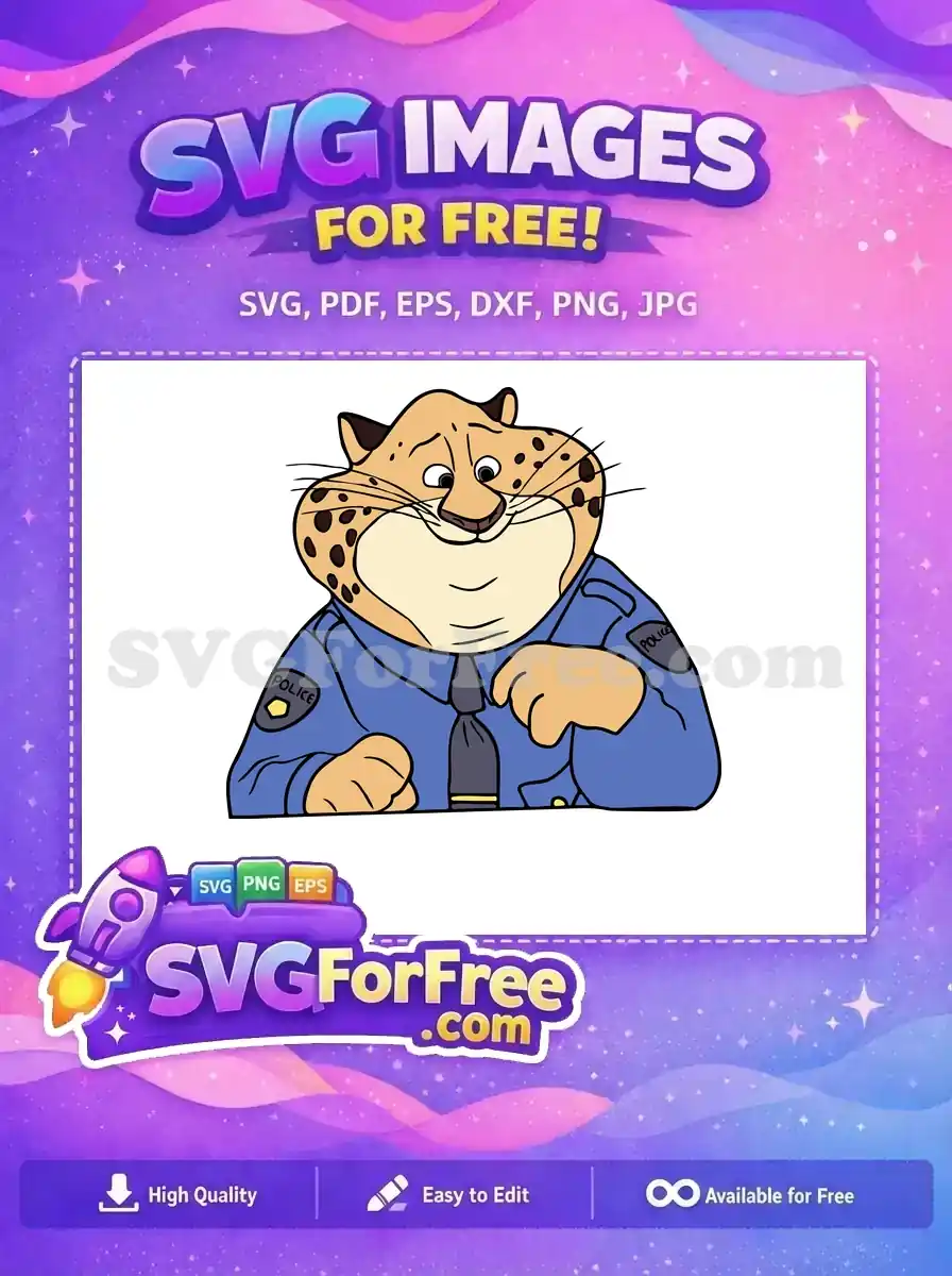 Free Clumsy Cheetah Free Police Uniform Zootopia Free SVG