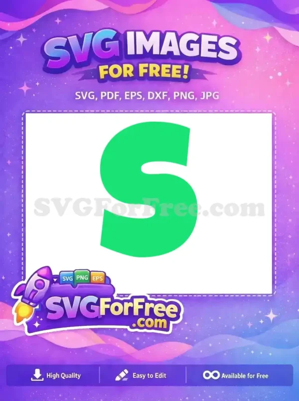 A free vibrant green, bold, and smoothly curved letter 'S' graphic, ideal for modern branding and logo designs. Download this free SVG now!