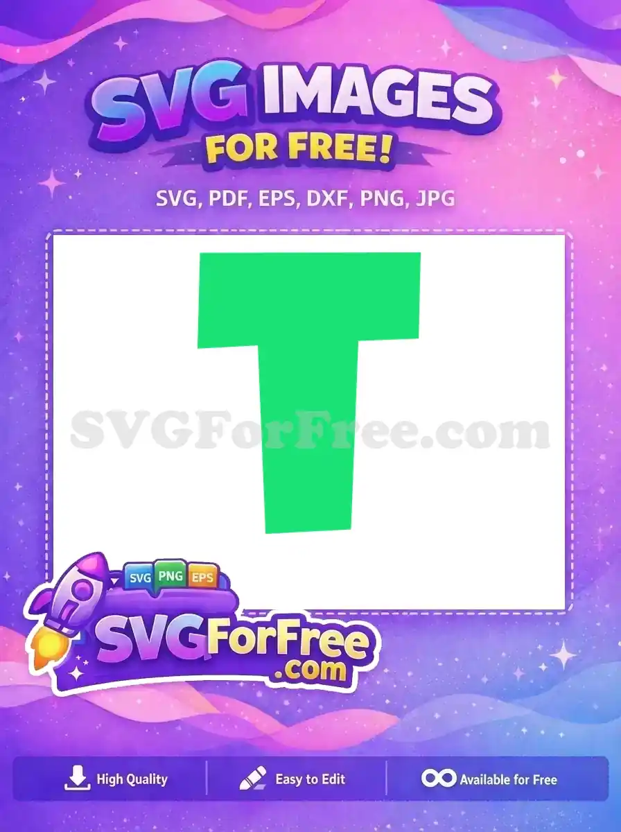 Free vibrant emerald green 'T' initial SVG design, ideal for logos, crafting, or personalized apparel. Download this versatile graphic now!