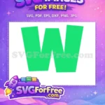 Free Green Letter W Free Bold Style Baby Shark Party Free SVG - Instant Download