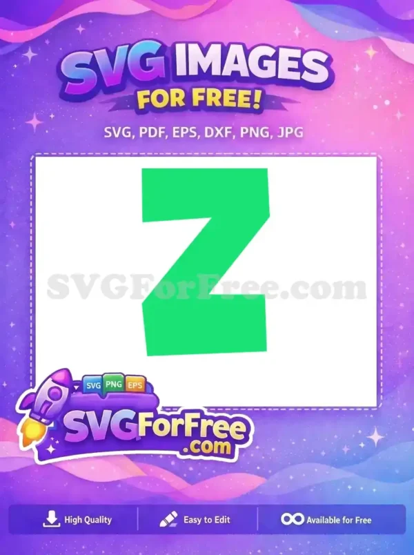 A bold, free green letter Z SVG design, featuring a modern, slightly irregular shape, ideal for creative projects.