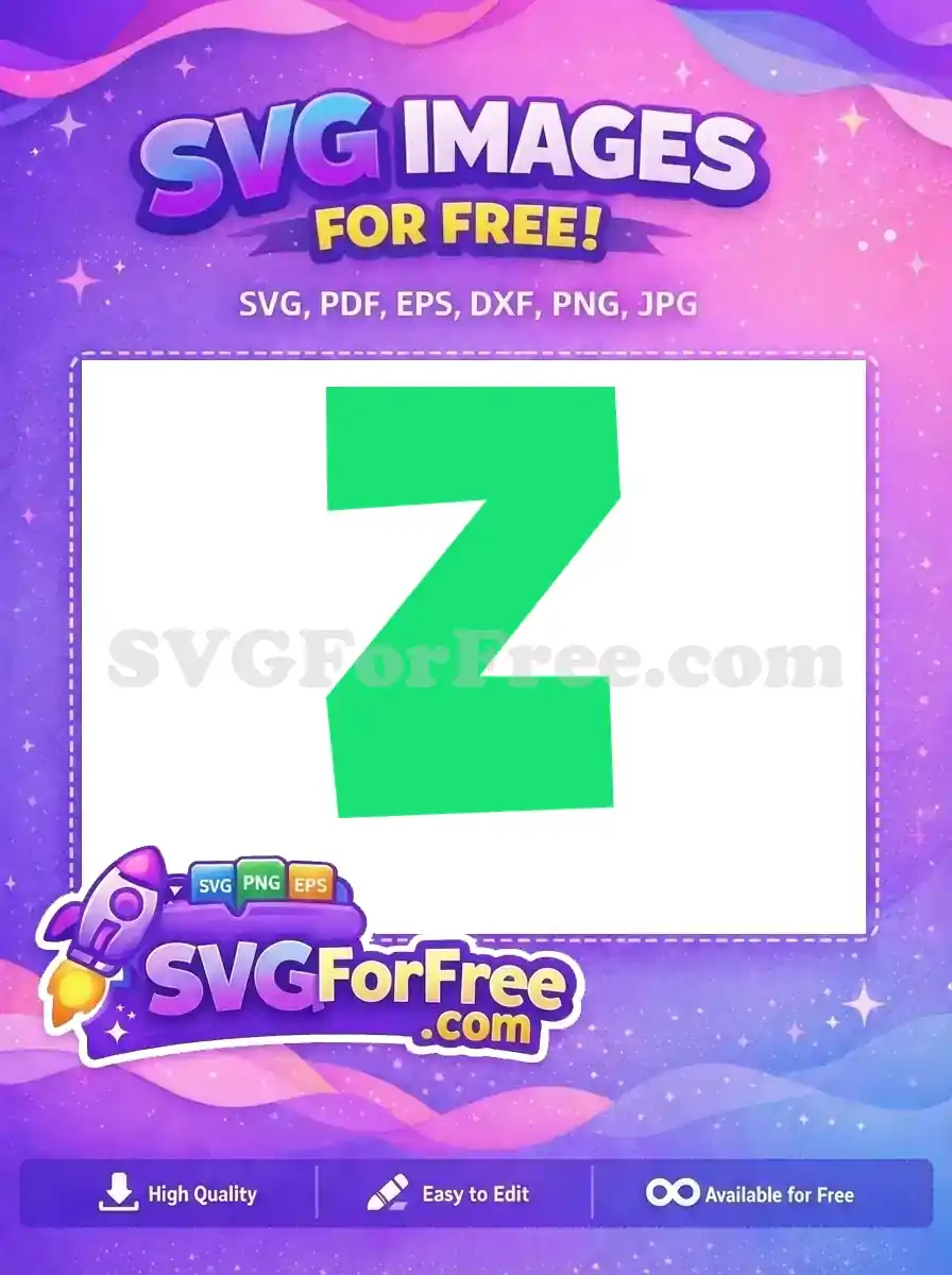 A bold, free green letter Z SVG design, featuring a modern, slightly irregular shape, ideal for creative projects.
