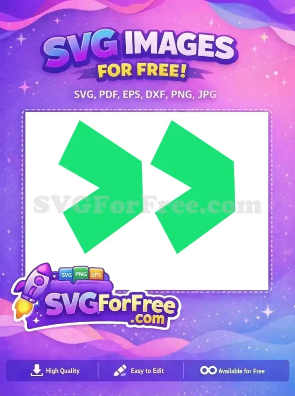 Two vibrant green, angled chevron arrow shapes, a free geometric design for forward motion or play icons.