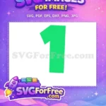 Free Bright Green Free Number One Baby Shark Party Free SVG - Instant Download