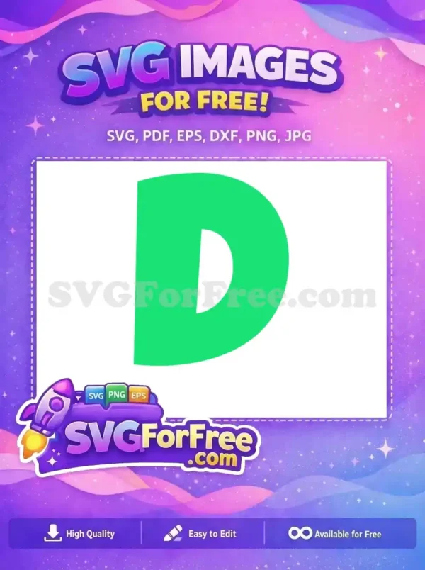 Free Letter D SVG Design: Vibrant Green Initial Vector Discover this free design: a bold, bright green uppercase letter 'D' SVG, perfect for logos, crafts, and digital art. Instantly enhance your projects!