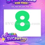 Free Green Number Eight Free White Circles Baby Shark Party Free SVG - Instant Download