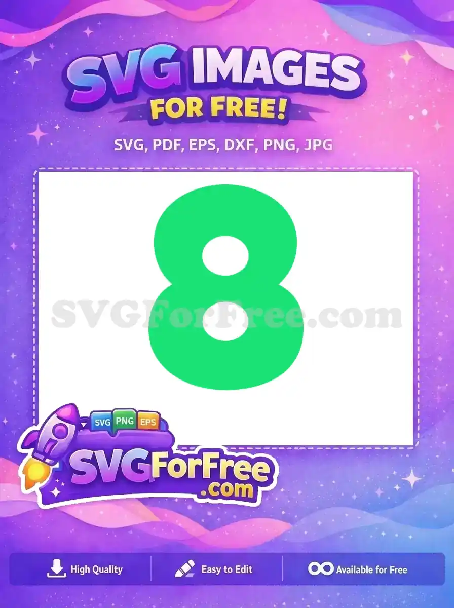 A bold, free emerald green number 8, featuring a clean, modern design, ideal for digital projects and crafts. Download this free SVG now!