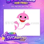 Free Pink Happy Character Free Cute Eyelashes Baby Shark Party Free SVG - Instant Download